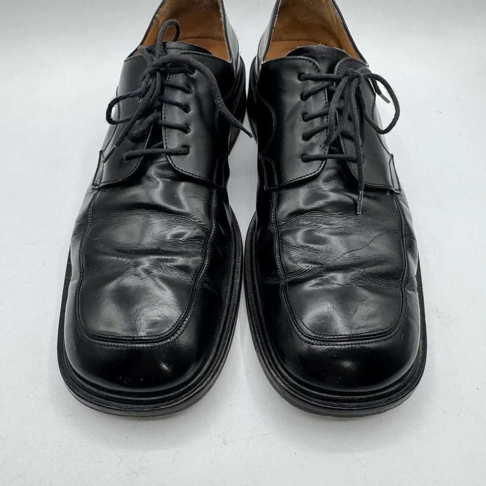 Mezlan Alcoy Vintage Y2K Black Leather Chunky Oxford Mens Sz 10 Black Platform